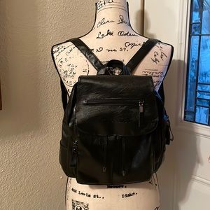 My choice lightweight vinyl black backpack with adjustable straps